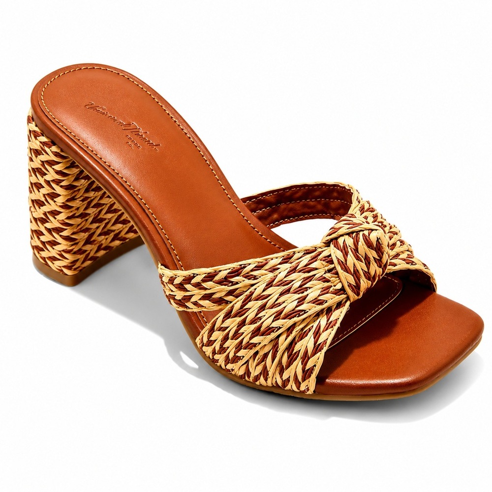Women's Universal Thread Aaliyah Raffia Heels Cognac Size 8.5 New With Tags